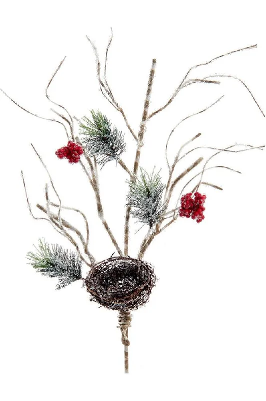Christmas Songs 18" Red Berry Pinecone With Cedar Pick