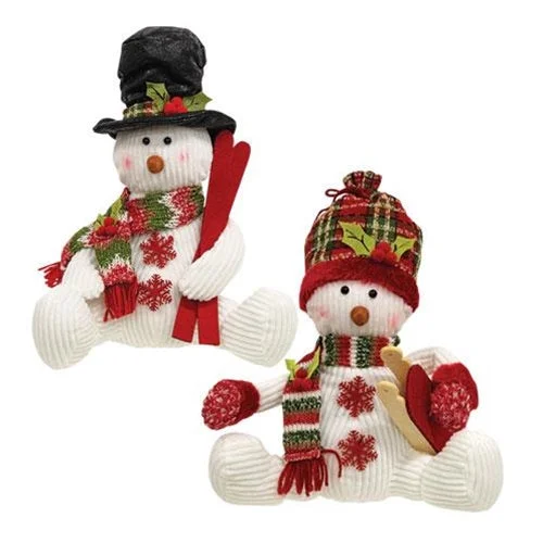 Christmas Decor 2/Set, Stuffed Snowman w/Hat & Scarf