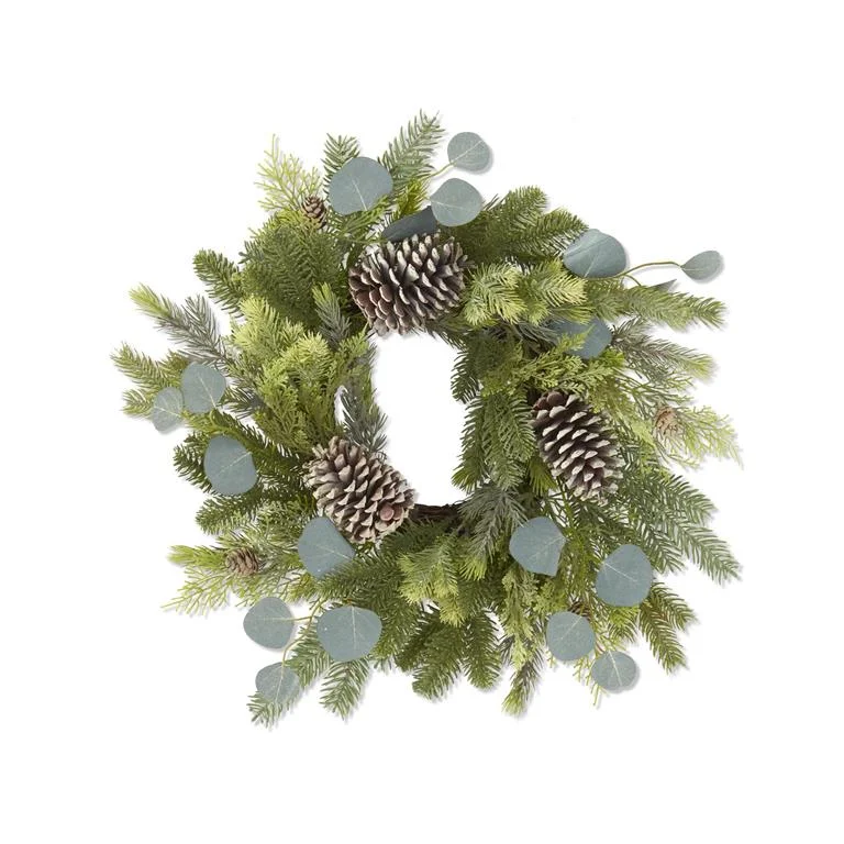 Christmas Bells 21.5 Inch Frosted Fir Pine Candle Ring/Wreath