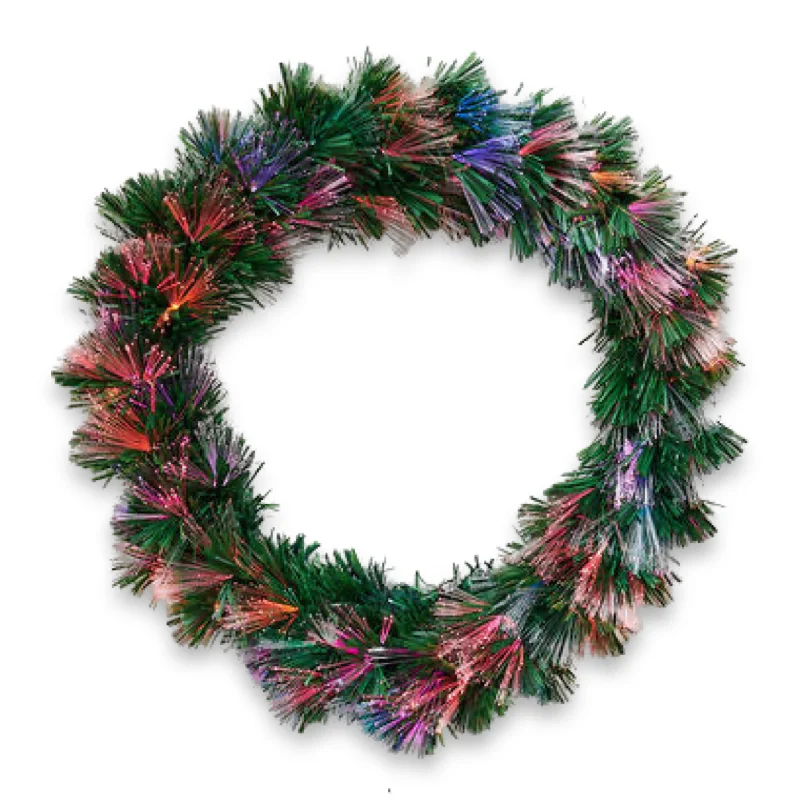 Christmas Feast Green Fiber Optic Wreath, 24"