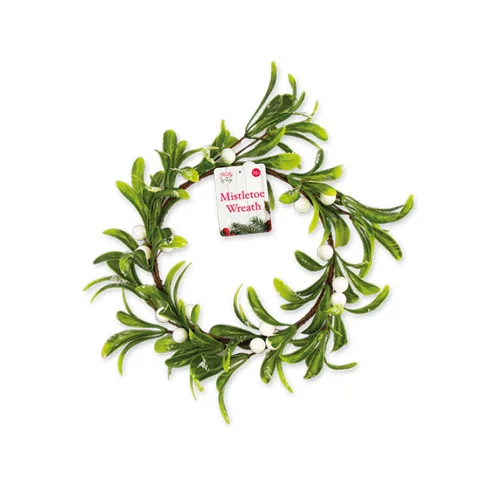 Snowy Christmas 25cm Christmas Mistletoe Wreaths AWR001