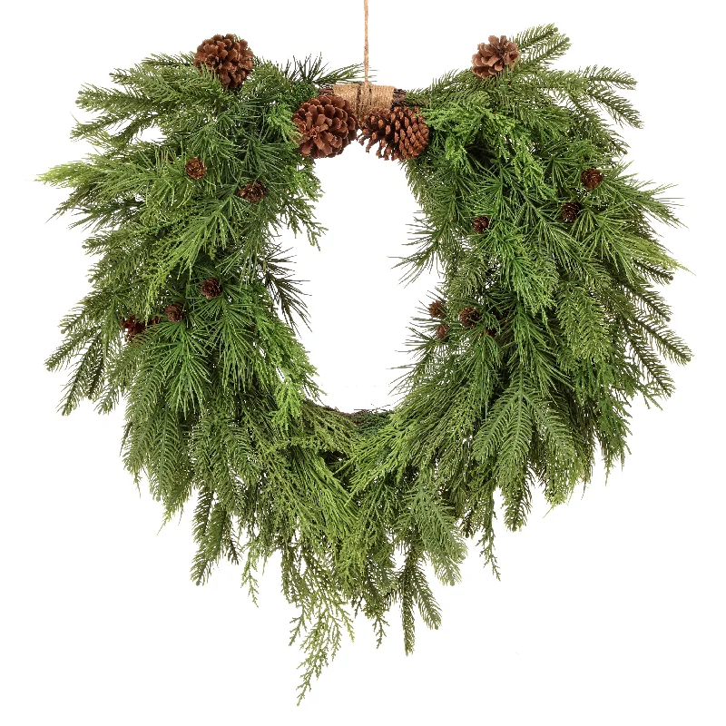 Christmas Presents Natural Touch Heart Wreath