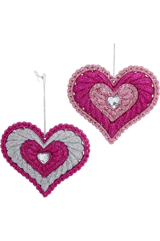 Holiday Cheer 3.7" Heart With Jewel Ornaments