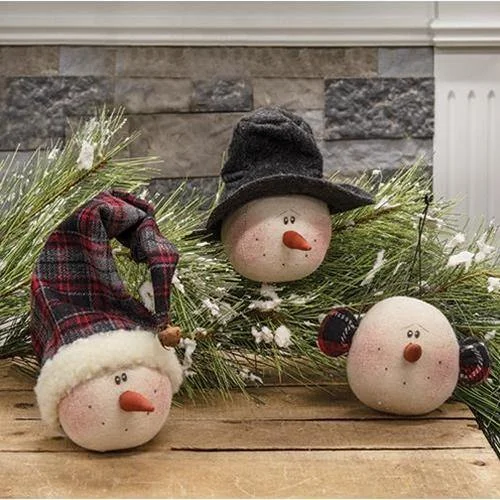 Holiday Lights 3/Set, Snowman Head Ornaments