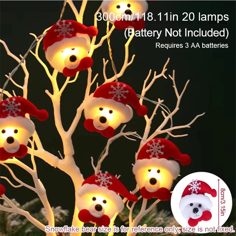 Holiday Fun 3m 20 Lights Christmas Lights String Santa Claus Snowman LED Christmas Decorative Light Party Decor