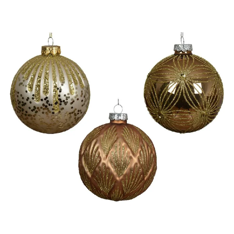 Christmas Wreath Making 4" Pearl Glitter Glass Ornament Set Of 12