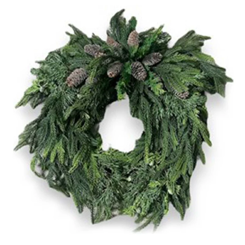 Christmas Wrapped Gifts Iced Pinecone Willow Silk Wreath - 24'' Wide