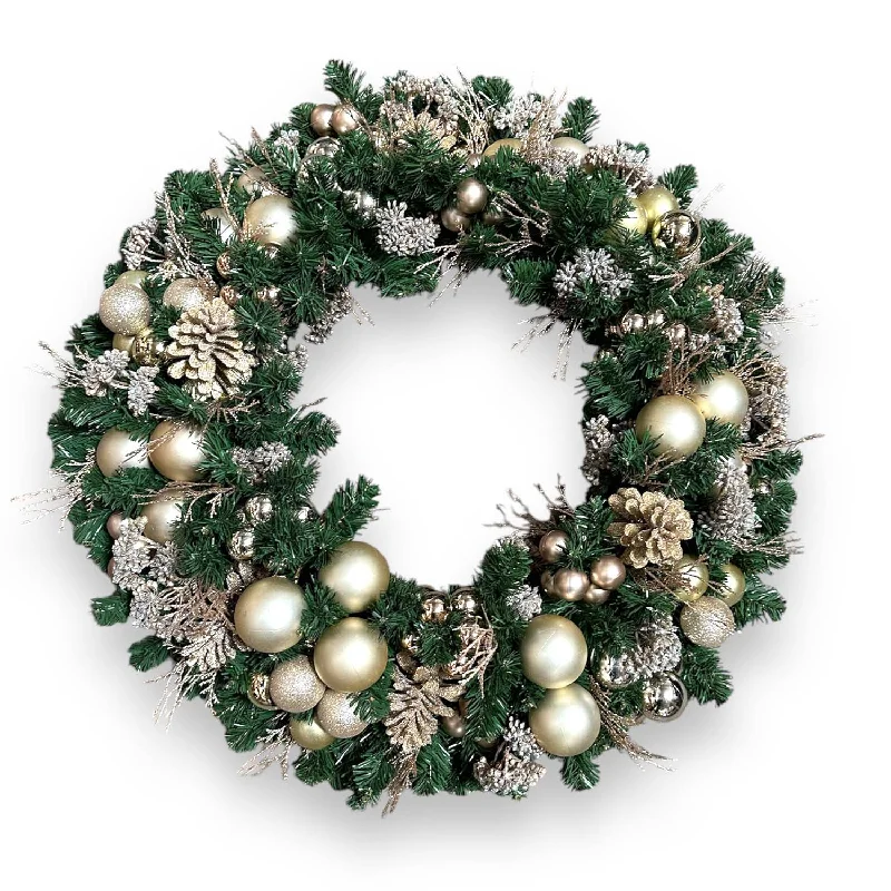 Christmas Cinnamon Rolls Copper Ball Glitter Silk Wreath - 36" Wide