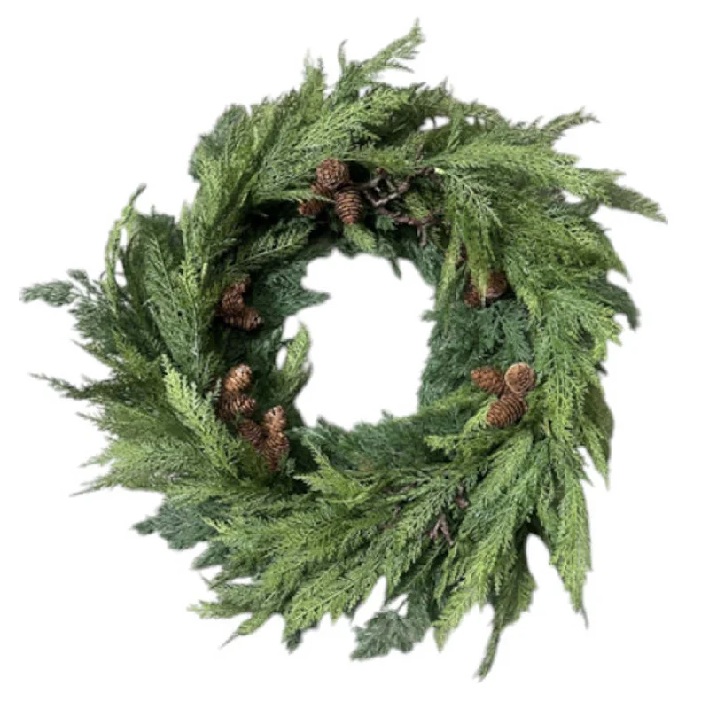 Christmas Wreath Making Cedar Twig Pinecone Silk Wreath - 28'' Wide