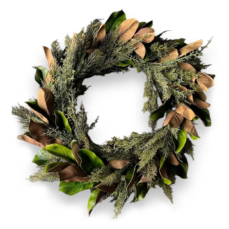 Christmas Themed Party Deluxe Cedar & Magnolia Silk Wreath - 28''