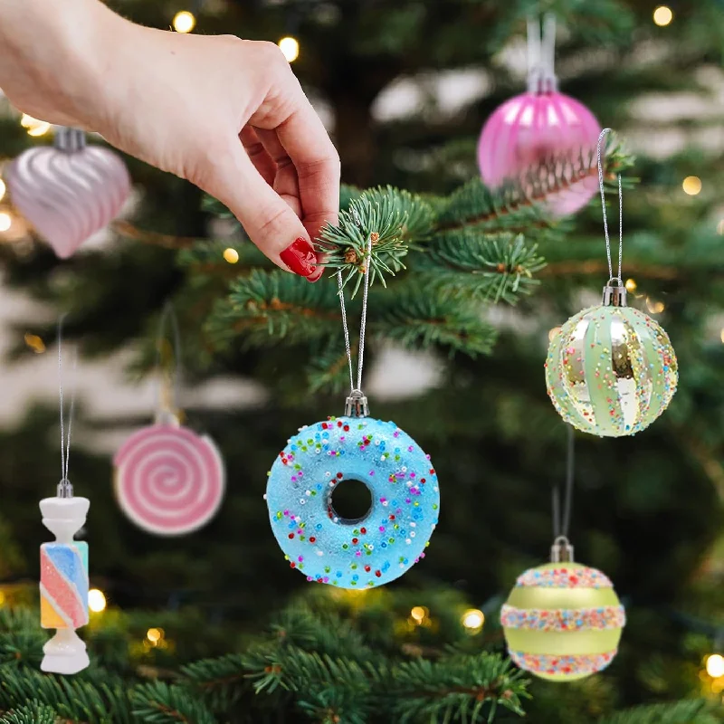 Christmas Pinecones 48-Pack Shatterproof Macaron Christmas Balls Ornaments Set