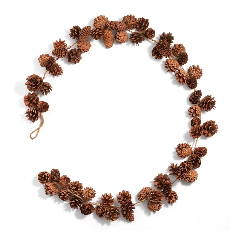 Christmas Gingerbread House 5' Natural Pine Cone Garland