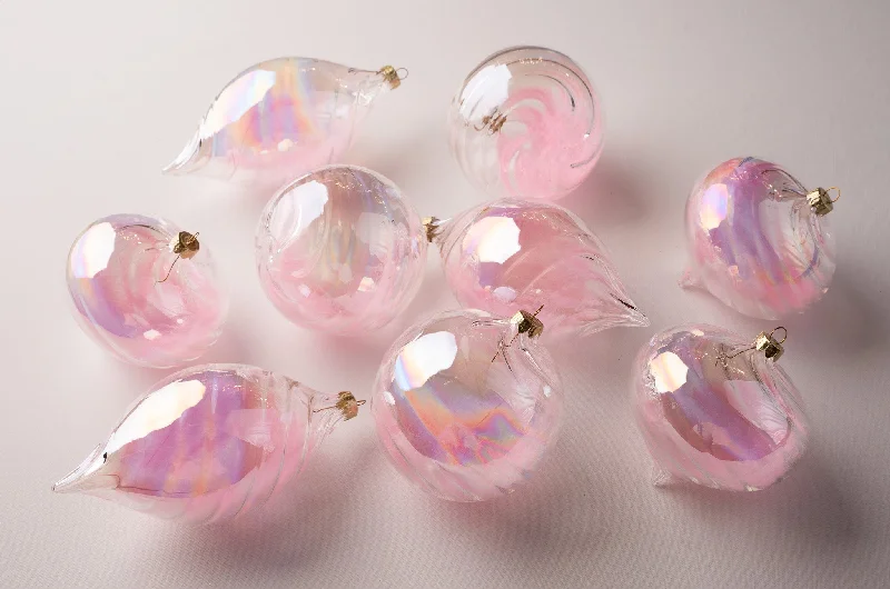 Christmas Songs 5" Pink Clear Ball Ornament Set Of 9