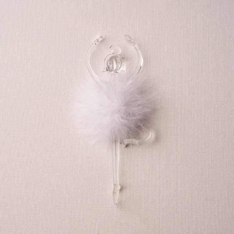 Christmas Snow Globe 6" Feathered Ballerina Ornament Set Of 6