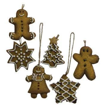 Christmas Caroling 6/Set, Mini Gingerbread Cookie Ornaments
