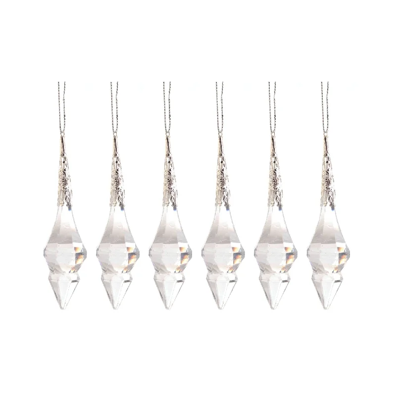 Christmas Fireplace Mantel 6pcs 10cm Silver Top Shatterproof Teardrop Ornament 00406 Christmas Fireplace Mantel 6pcs 10cm Silver Top Shatterproof Teardrop Ornament 00406