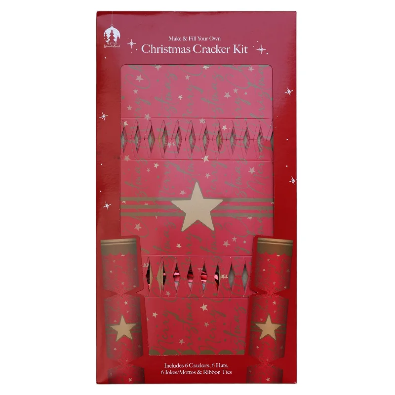 Christmas Presents 6PCS DIY Christmas Cracker Kit | Red & Gold Star CRK0006-007R