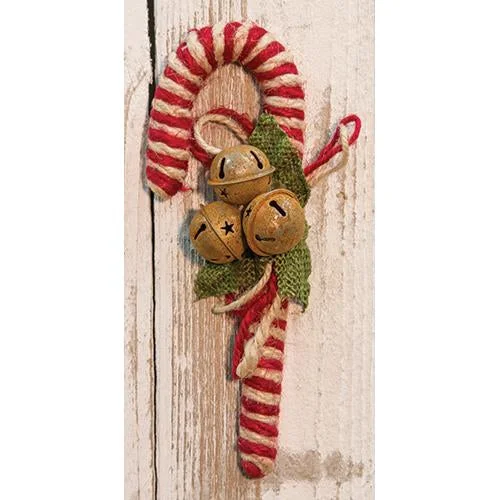 Christmas Gifting Season 8" Jute Candy Cane w/Bells