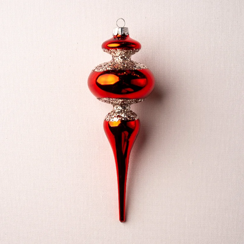 Christmas Baking Family 8" Red & Silver Finial Set Of 4