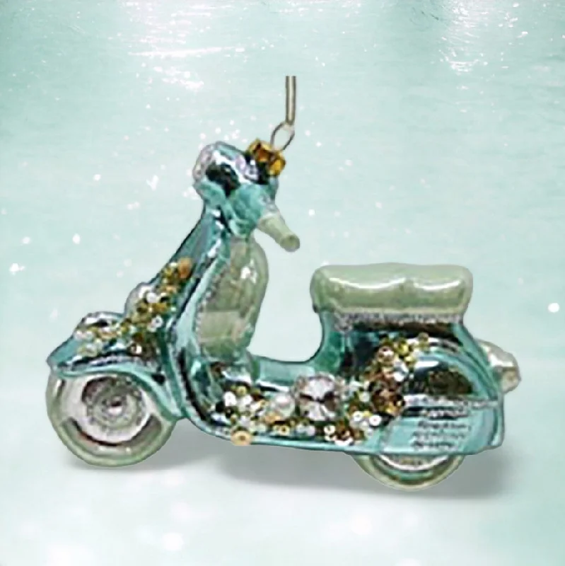 Christmas Sleigh Ride 8" Teal Pearl Scooter Ornament