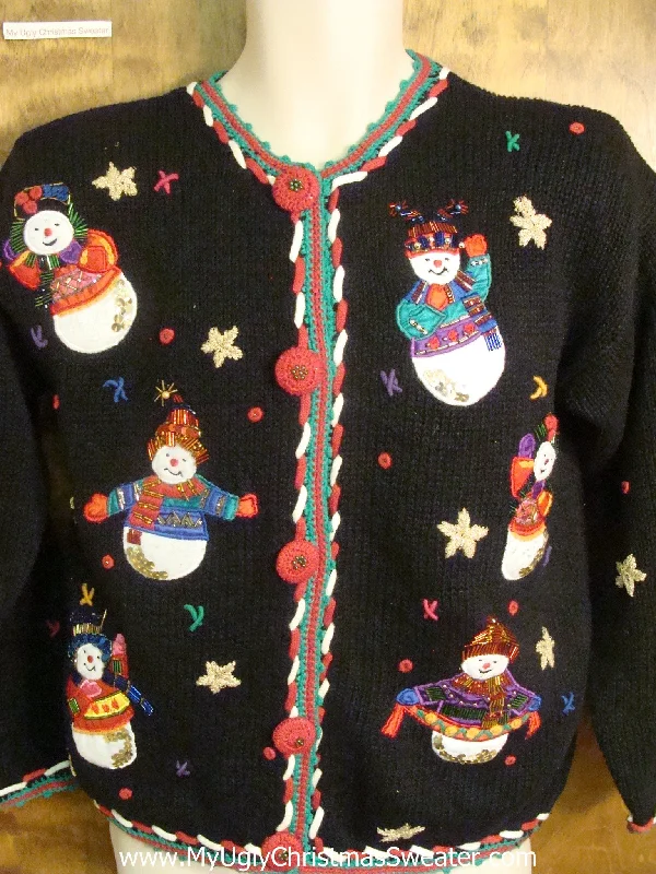 Christmas Wrapped Gifts 80s Happy Holidays Snowmen Funny Ugly Sweater for a Christmas Party Christmas Wrapped Gifts 80s Happy Holidays Snowmen Funny Ugly Sweater for a Christmas Party