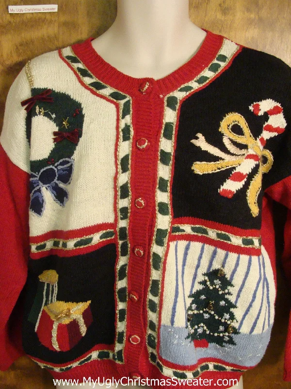Christmas Presents 80s Patchwork Patterned Ugly Xmas Sweater