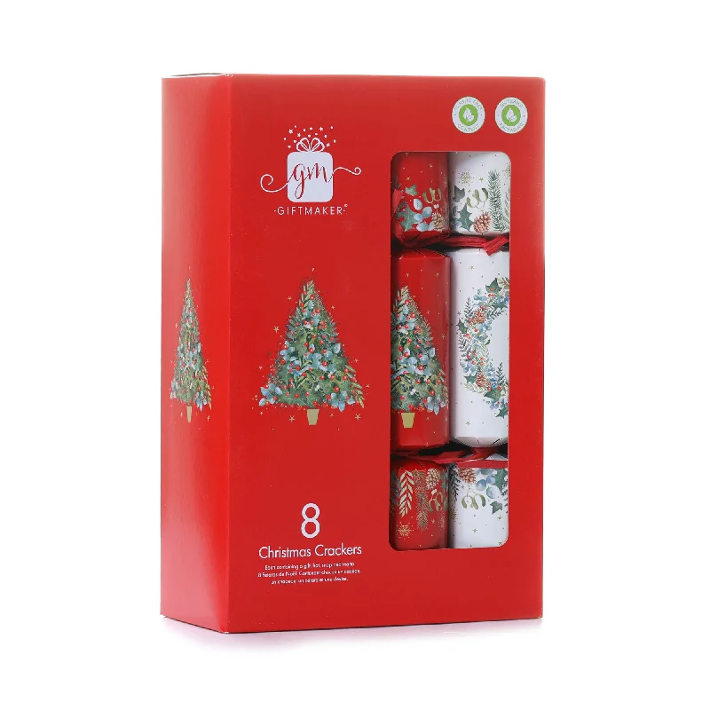 Christmas Feast 8PCS 12" Traditional Foliage Christmas Crackers CRK1208-008