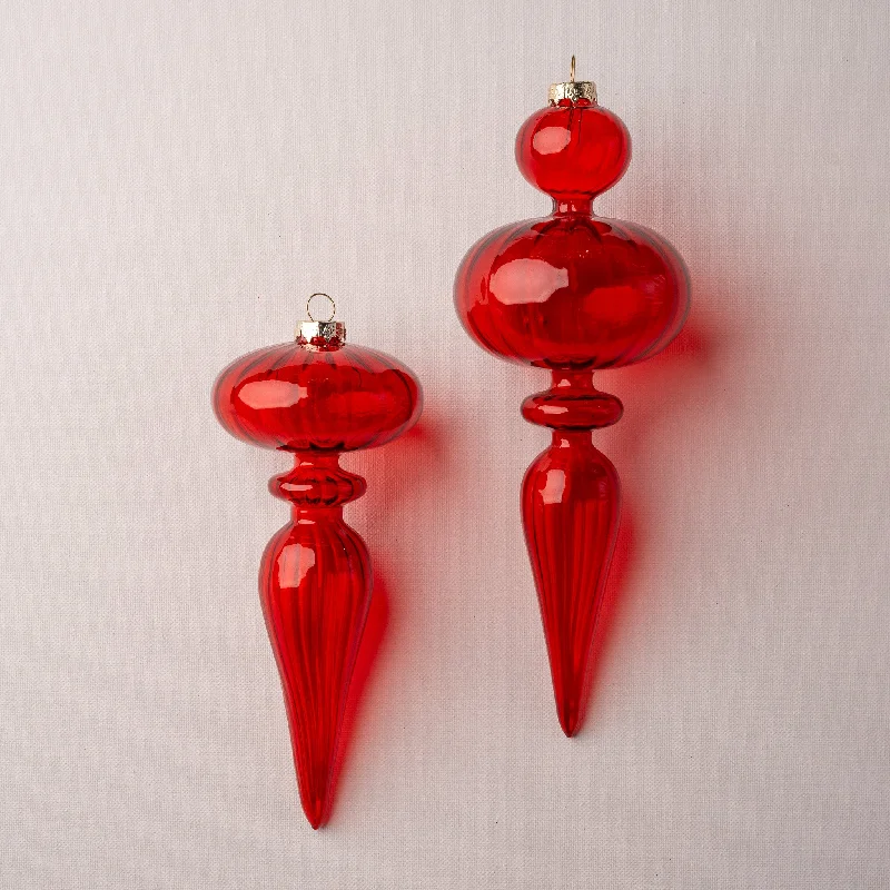 Christmas Morning 10" Red Finial Assorted Set Of 6