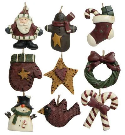 Christmas Fireplace Mantel 9/Set, Old World Mini Ornaments