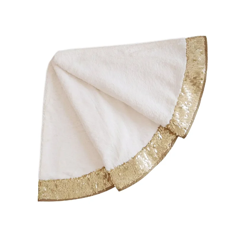 Christmas Presents 90cm Luxury Faux Fur Christmas Tree Skirt With Golden Sequin Glitter Border 090001 Christmas Presents 90cm Luxury Faux Fur Christmas Tree Skirt With Golden Sequin Glitter Border 090001
