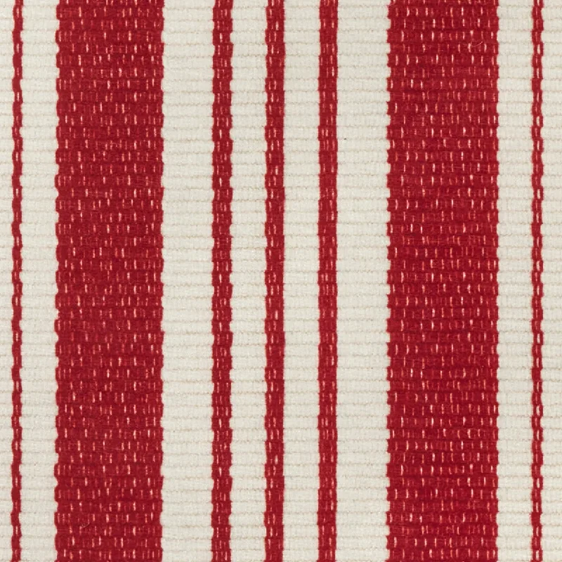 Christmas Garland Abby Ticking Red Machine Washable Rug Swatch