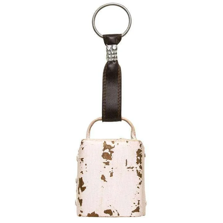 Christmas Wrapped Surprises Aged White Rustic Cowbell