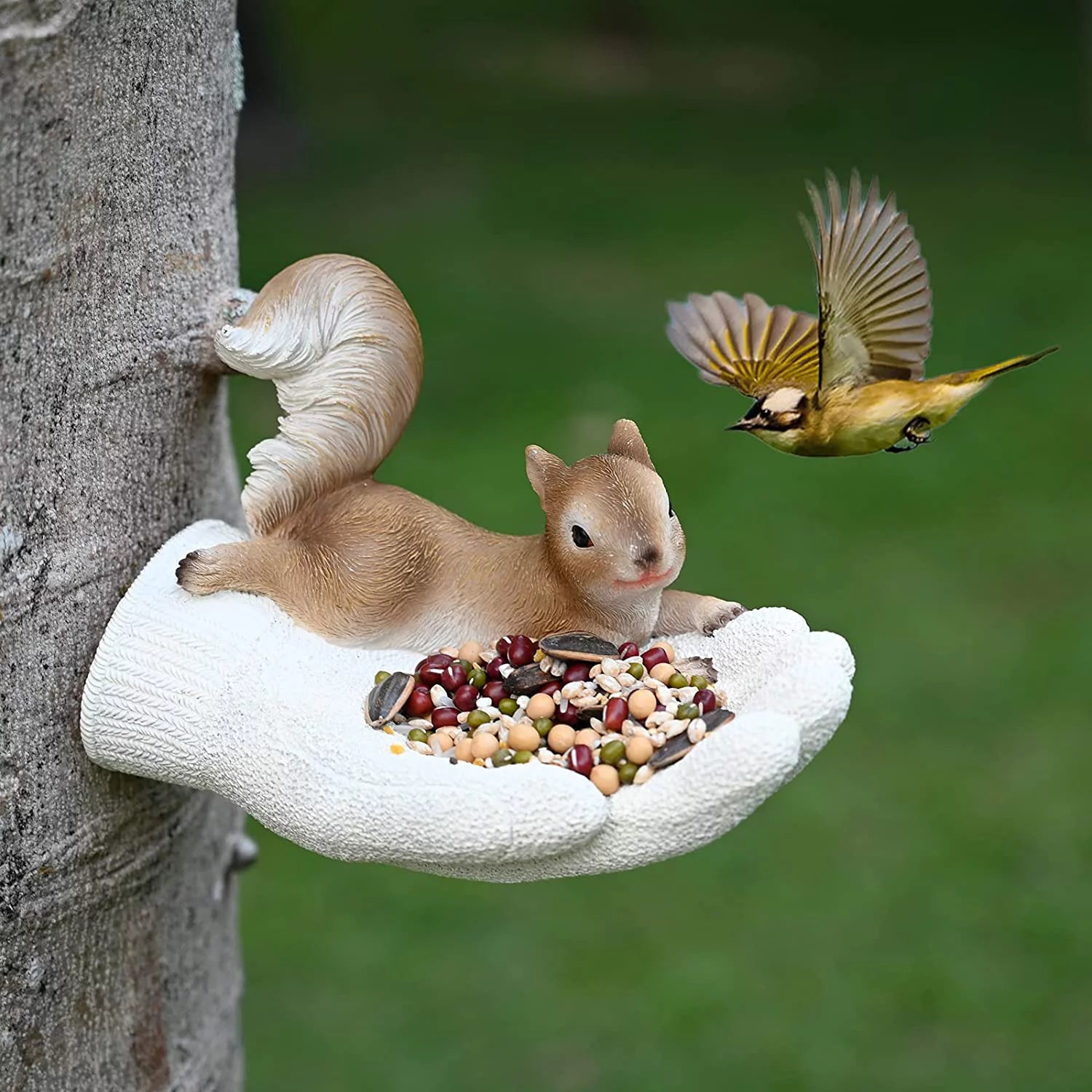 Christmas Wishes Alladinbox Bird Feeder Outdoors, Garden Decor, Unique Design, Hanging Garden Statues, Wild Bird Feeder, Tree Hugger Sculpture, Whimsical, Outdoor Yard Art