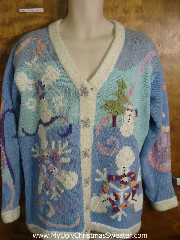 Christmas Music Amazing 80s Playing Snowman BEST Ugly Xmas Sweater
