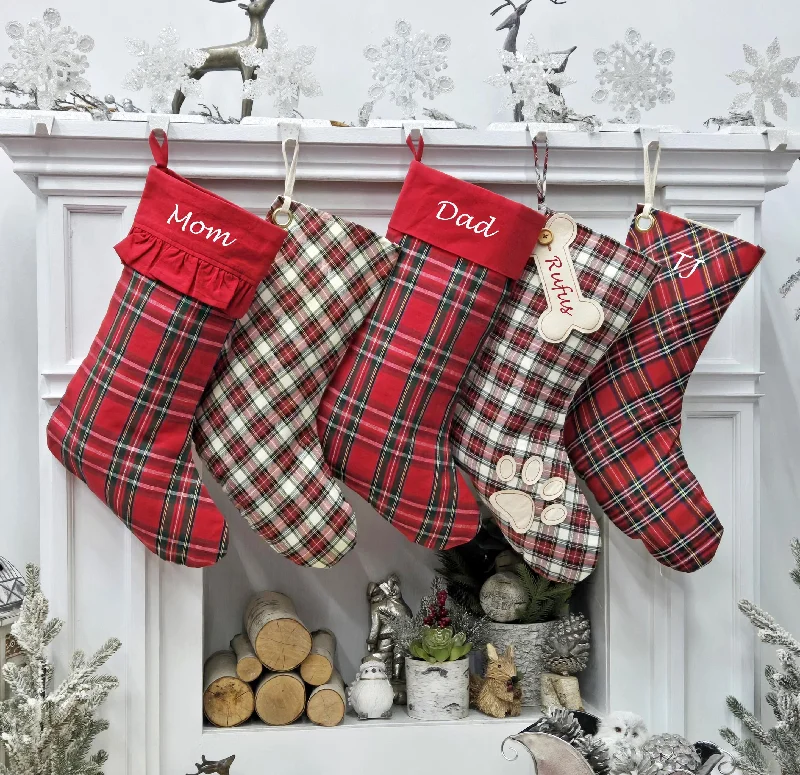 Christmas Star Decoration Arlington Plaid Christmas Stockings | Farmhouse Highlands Gaelic Celtic Style Tartan Red Green Yellow White Fabric Personalized Embroidery Christmas Star Decoration Arlington Plaid Christmas Stockings | Farmhouse Highlands Gaelic Celtic Style Tartan Red Green Yellow White Fabric Personalized Embroidery
