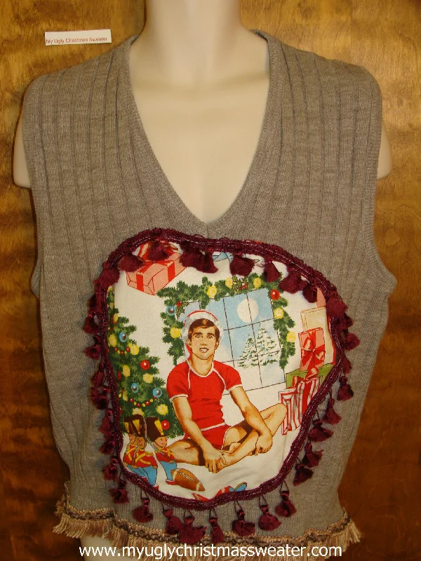 Christmas Morning Awesome Funny Mens Hottie Guy Ugly Christmas Sweater Vest