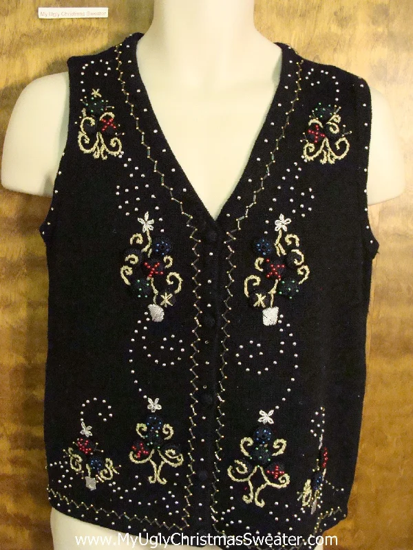 Christmas Themed Party Bad Christmas Sweater Vest with Fancy Trees