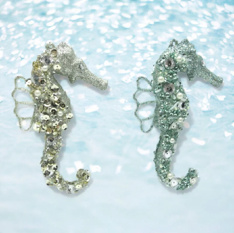 Christmas Cozy Ambience Beaded Seashore Ornament Assorted Set Of 2
