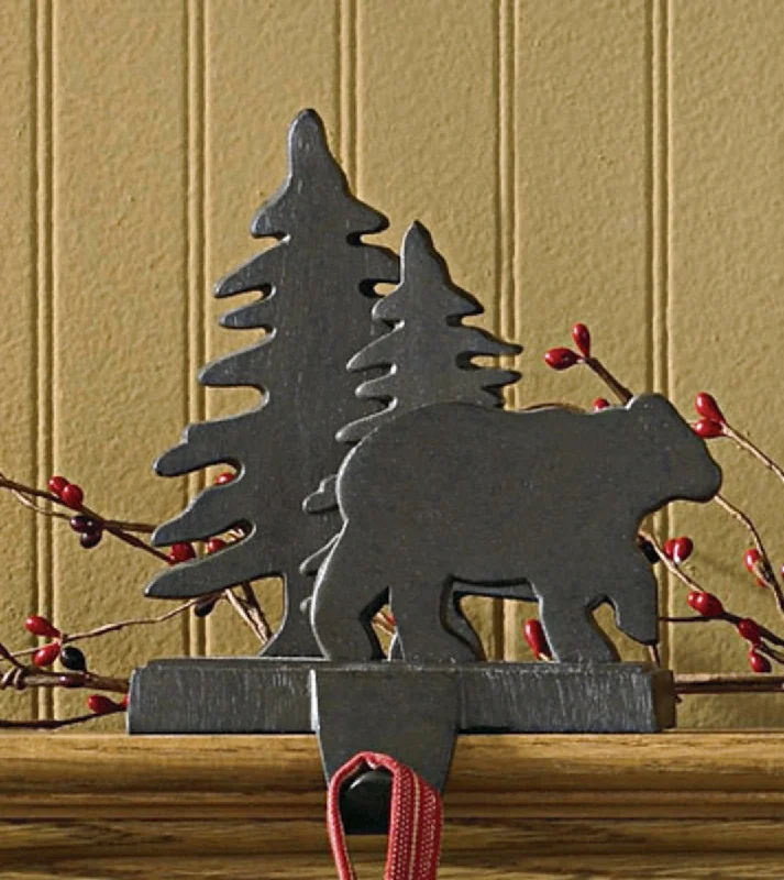 Christmas Santa Hat Bear & Tree Stocking Hanger - Set of 2 Park Designs