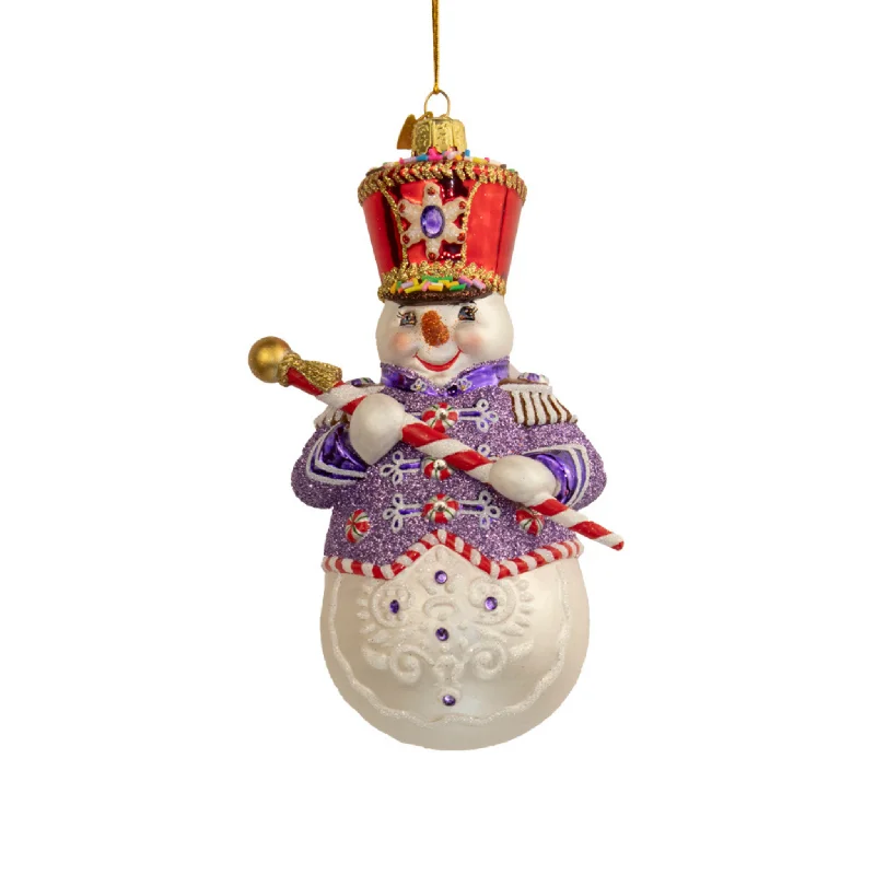 Christmas Snowy Pathways Bellissimo Glass Band Leader Snowman Ornament