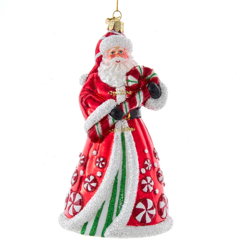 Christmas Holiday Excitement Bellissimo Glass Santa Candy With Peppermint Candy Ornament Christmas Holiday Excitement Bellissimo Glass Santa Candy With Peppermint Candy Ornament