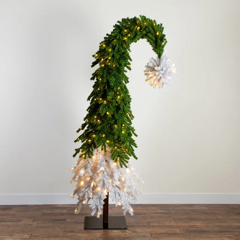 Holiday Cheer Prelit Bendable Tree 9’ Holiday Green Santa’s Hat Christmas Tree with 600 LED lights and 1992 Bendable Branches Whoville