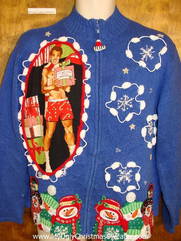 Christmas Garland Lights BEST PomPoms and Hottie Guy Ugly Christmas Sweater