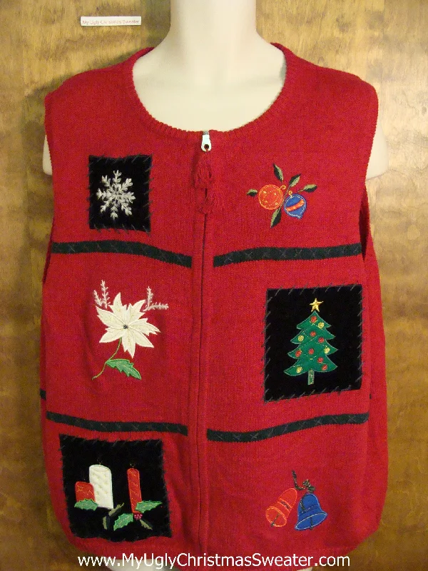 Christmas Holiday Countdown Big Size Red Festive Christmas Sweater Vest