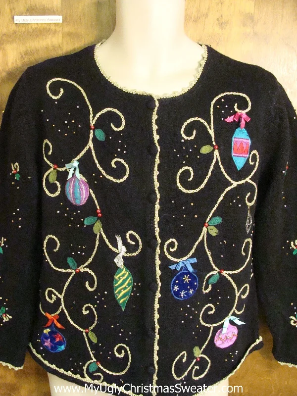 Santa Claus Bling Ornament Ugly Xmas Sweater