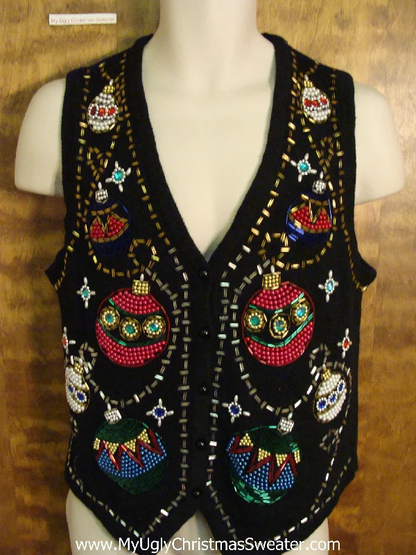 Christmas Santa Hat Bling Ornaments Bad Christmas Sweater Vest