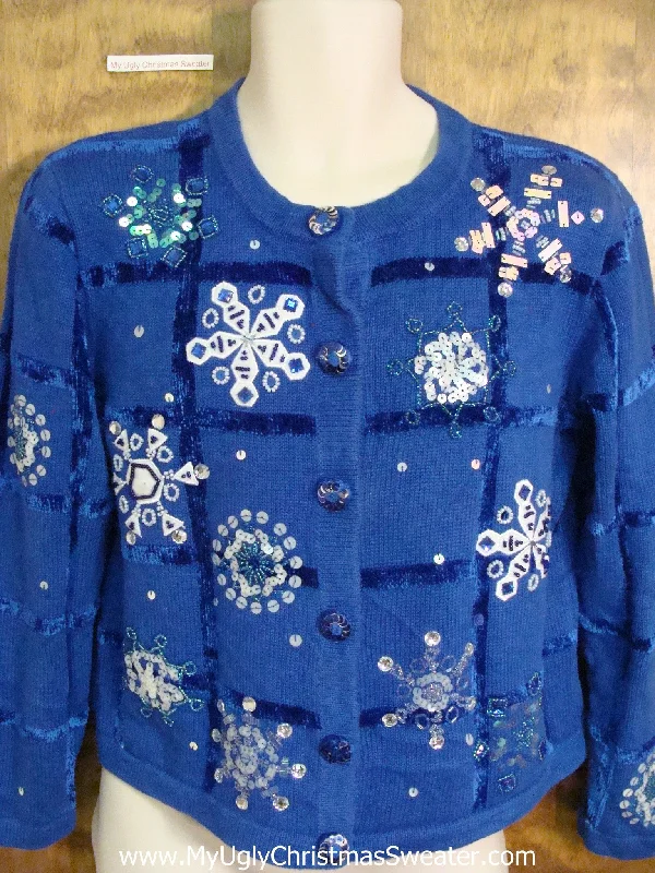 Christmas Gifting Season Bling Snowflakes 80s Cheesy Christmas Sweater