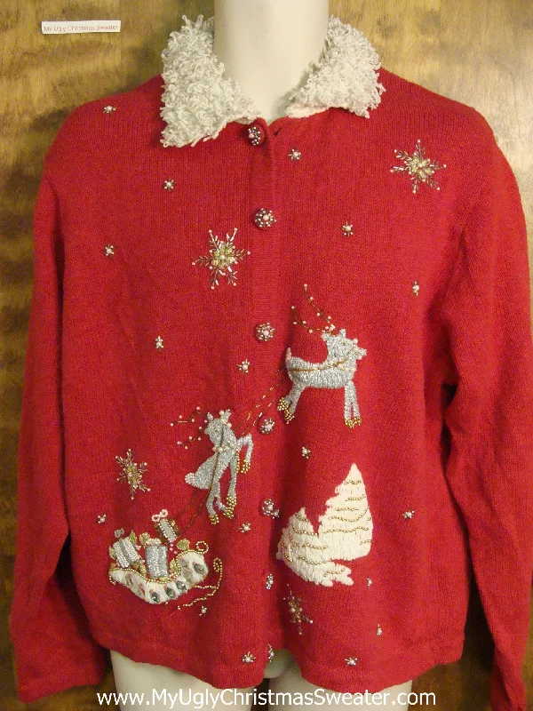 Christmas Holiday Spirit Bling Snowflakes and Reindeer Funny Ugly Sweater for a Christmas Party Christmas Holiday Spirit Bling Snowflakes and Reindeer Funny Ugly Sweater for a Christmas Party