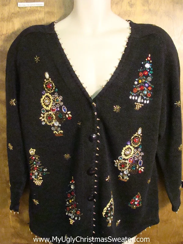 Christmas Santa Sleigh Bling Xmas Tree Funny Ugly Sweater for a Christmas Party