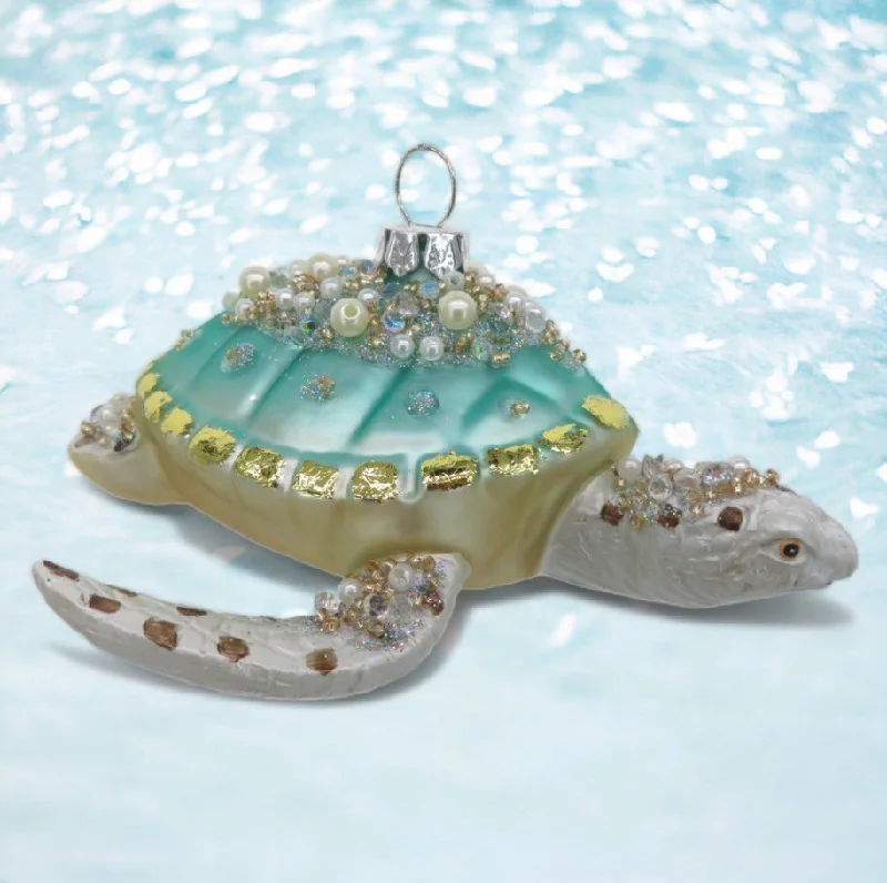 Christmas Classic Music Blue Sea Turtle Ornament